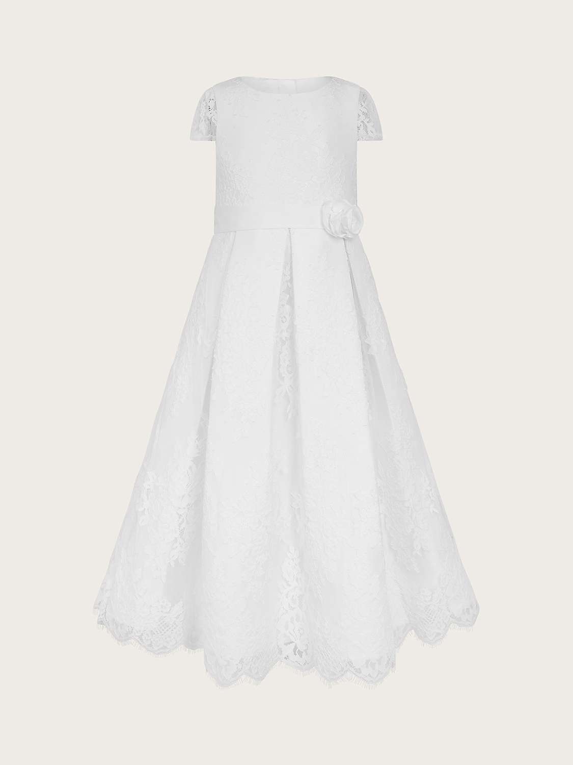 Buy Monsoon Kids' Lola Satin Lace Maxi Dress, White Online at johnlewis.com