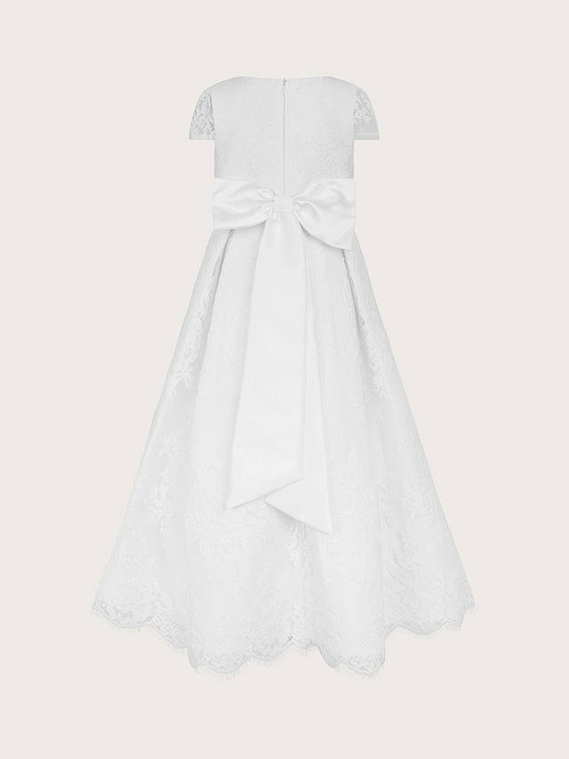 Monsoon Kids' Lola Satin Lace Maxi Dress, White