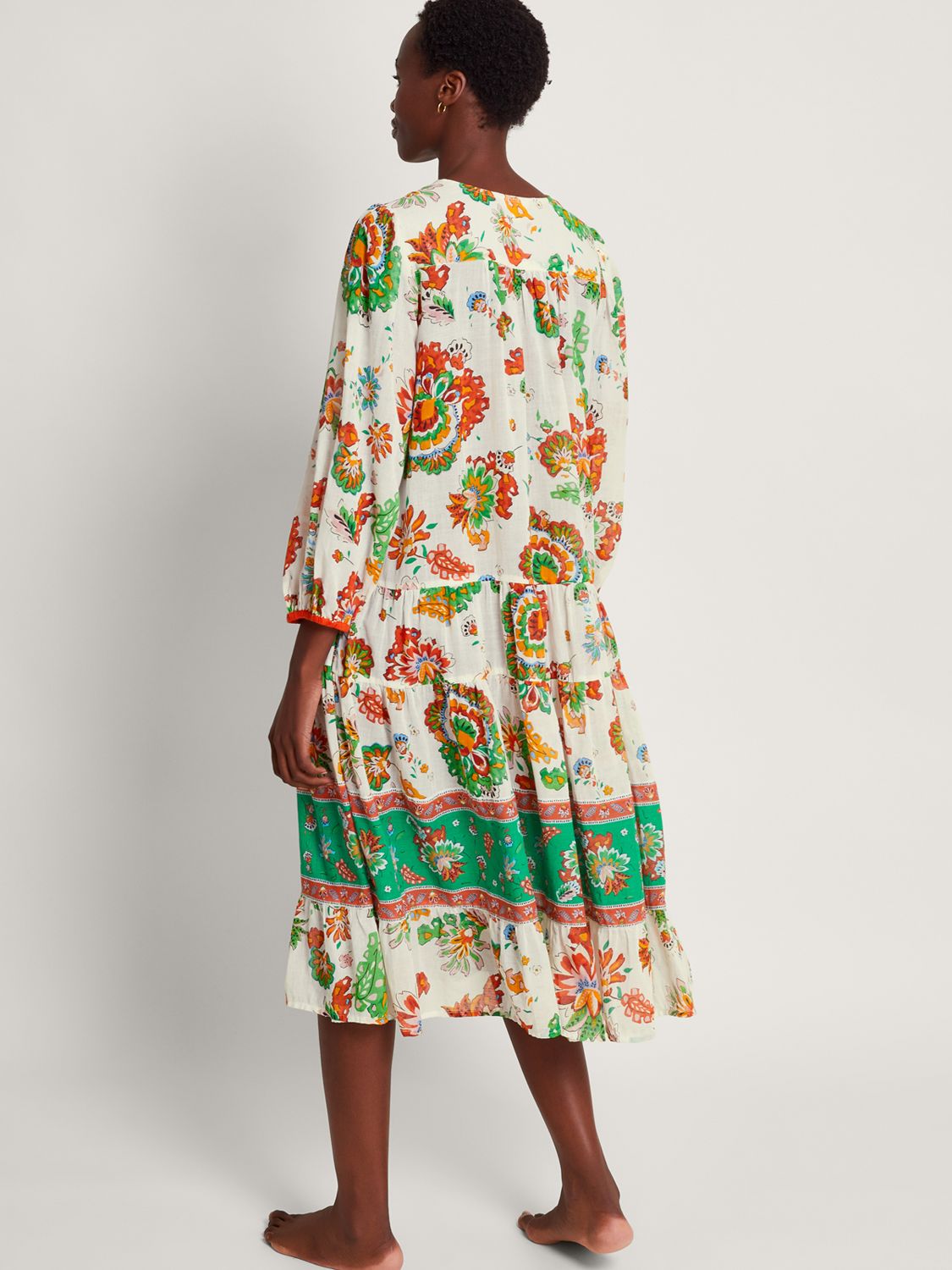 Monsoon Pearl Kaftan Dress, Ivory at John Lewis & Partners