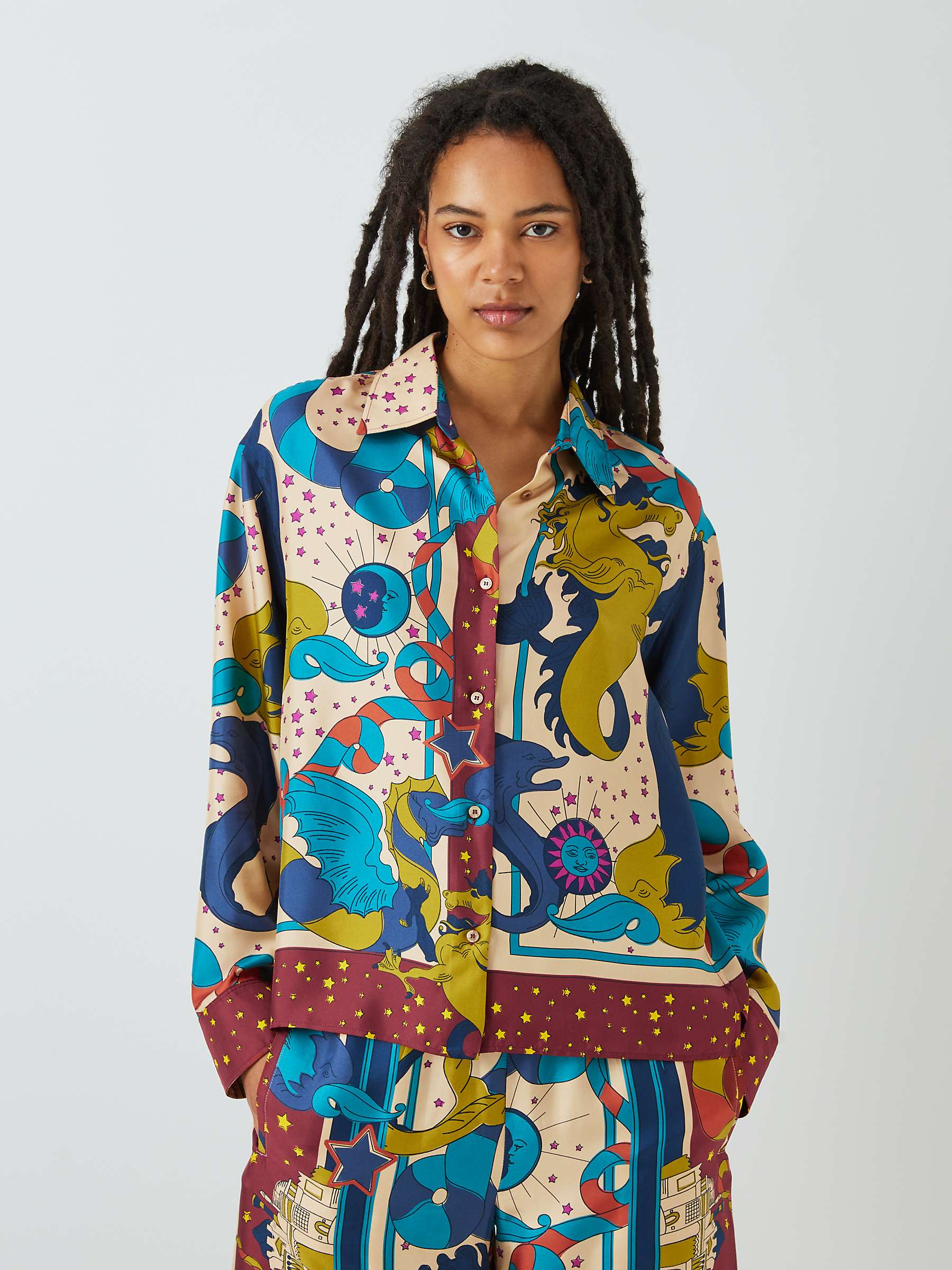 Buy Weekend MaxMara Caio Celestial Dragon Print Silk Shirt, Multi Online at johnlewis.com
