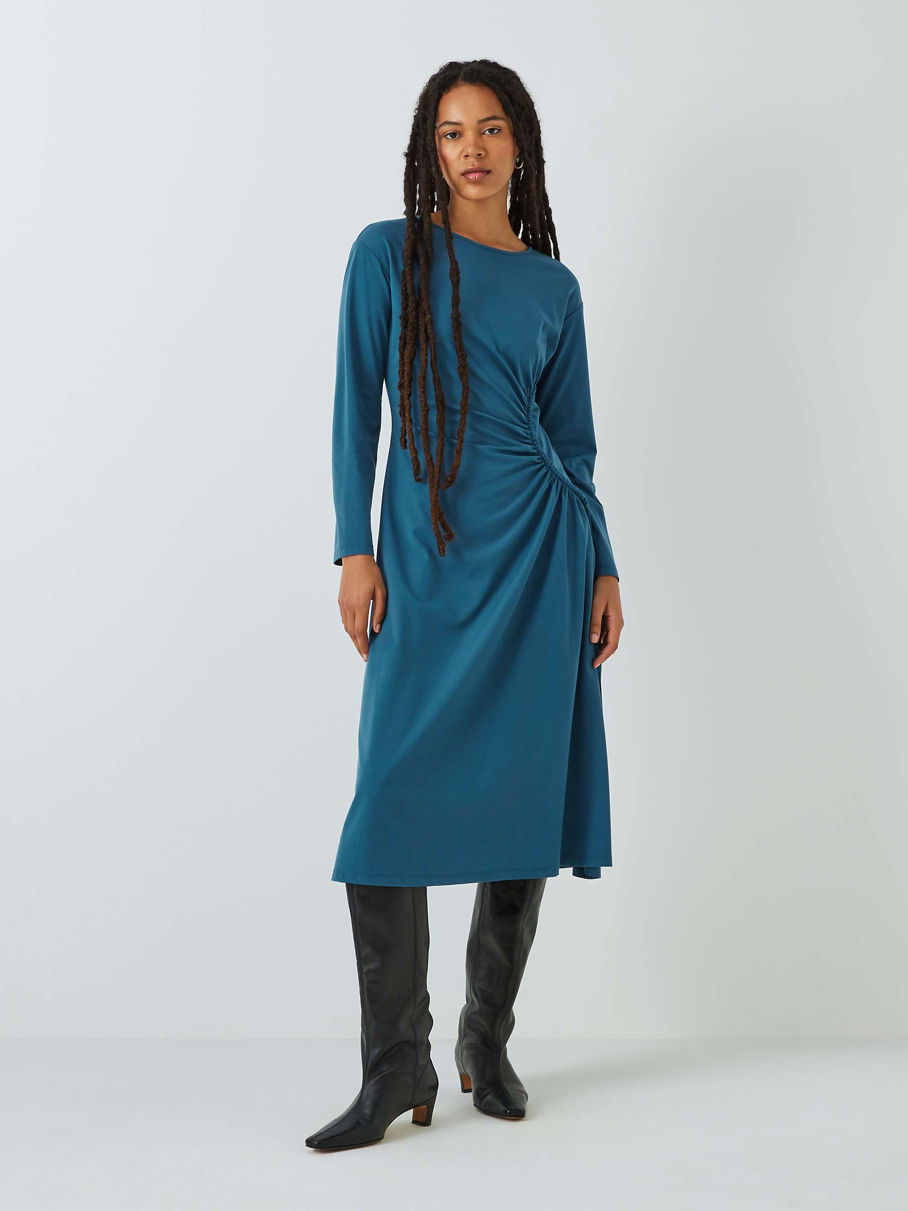 Buy Weekend MaxMara Roma Asymmetric Ruched Midi Dress, Cobalt Online at johnlewis.com