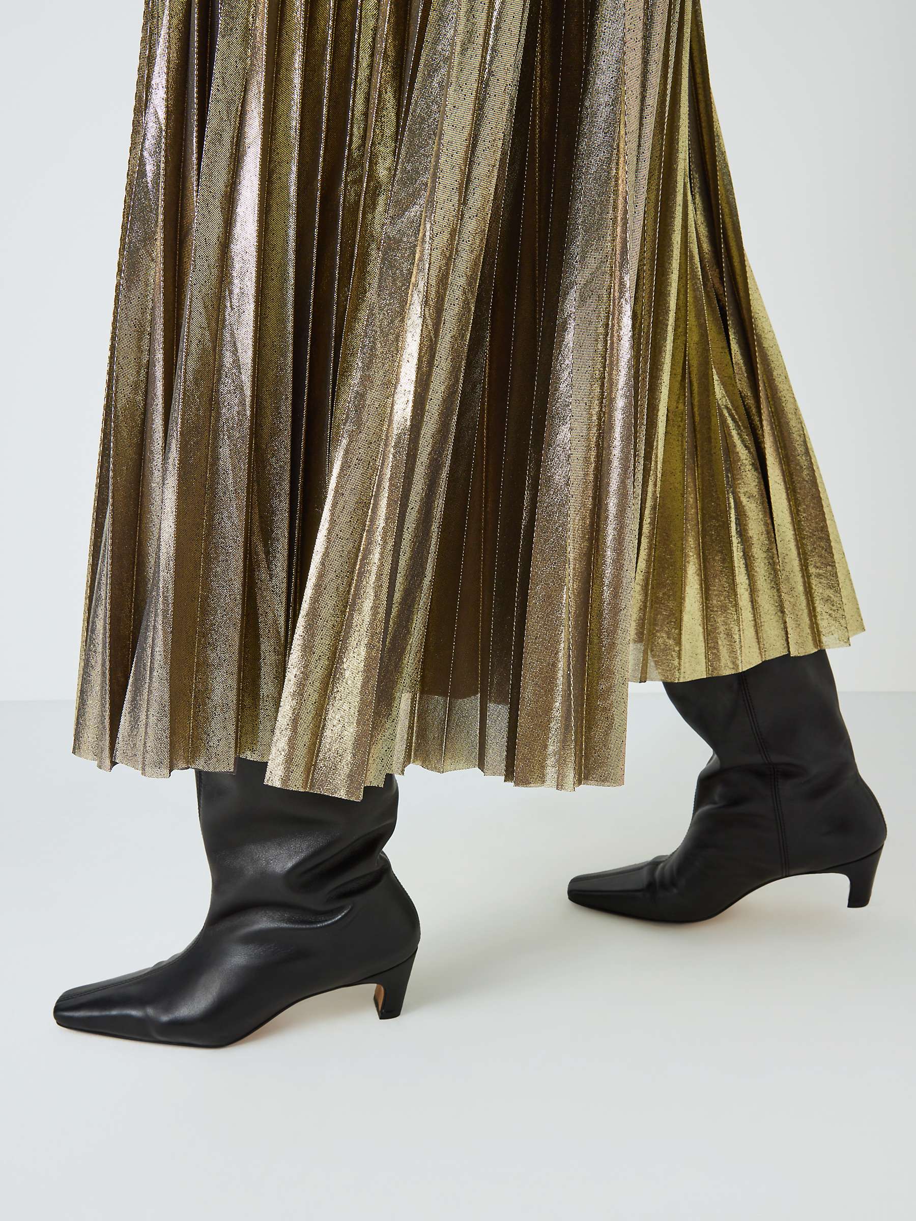 Buy Weekend MaxMara Nurra Pleated Midi Skirt, Gold Online at johnlewis.com