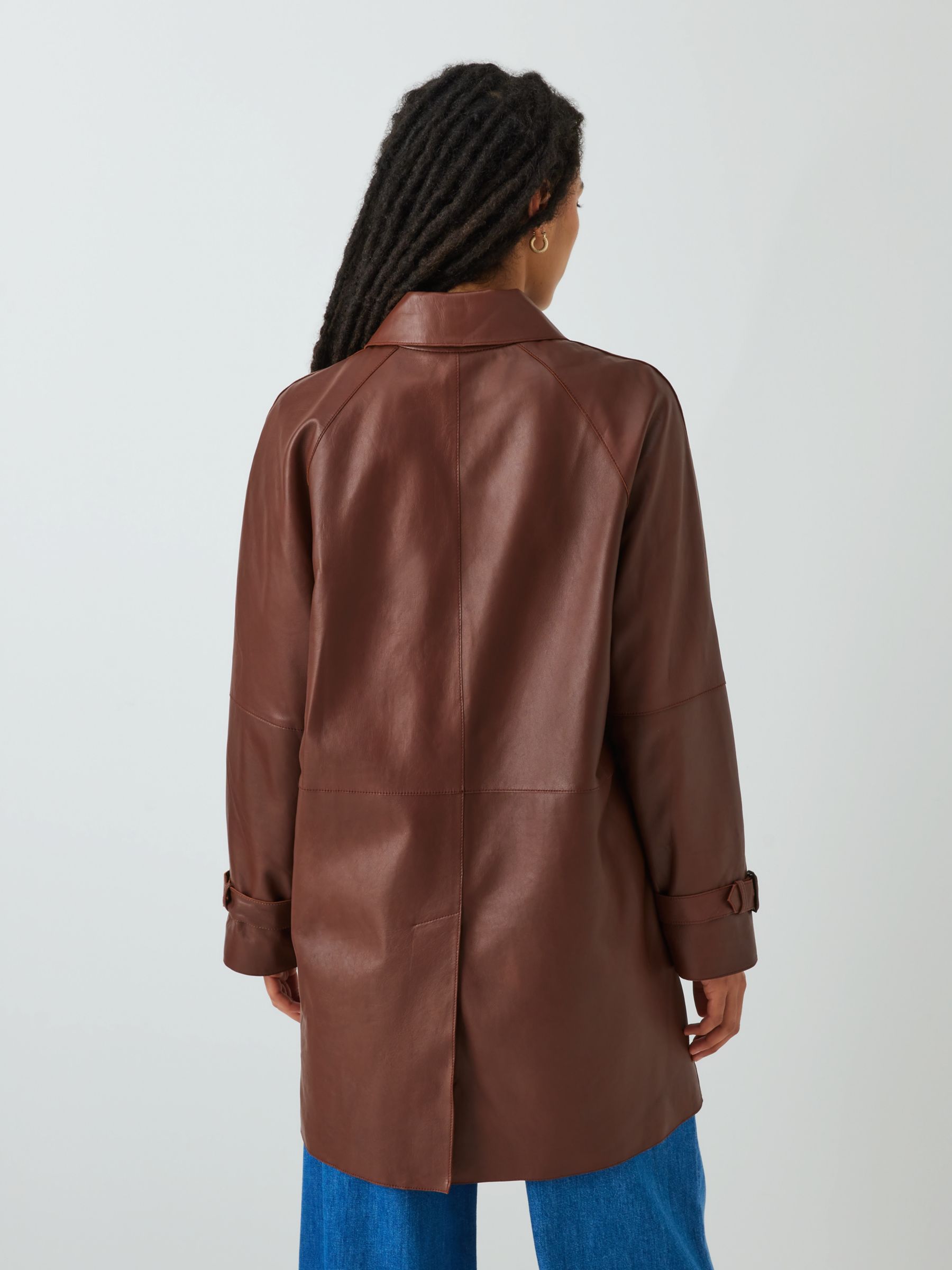 Buy Weekend MaxMara Nevada Long Leather Jacket, Chestnut Online at johnlewis.com