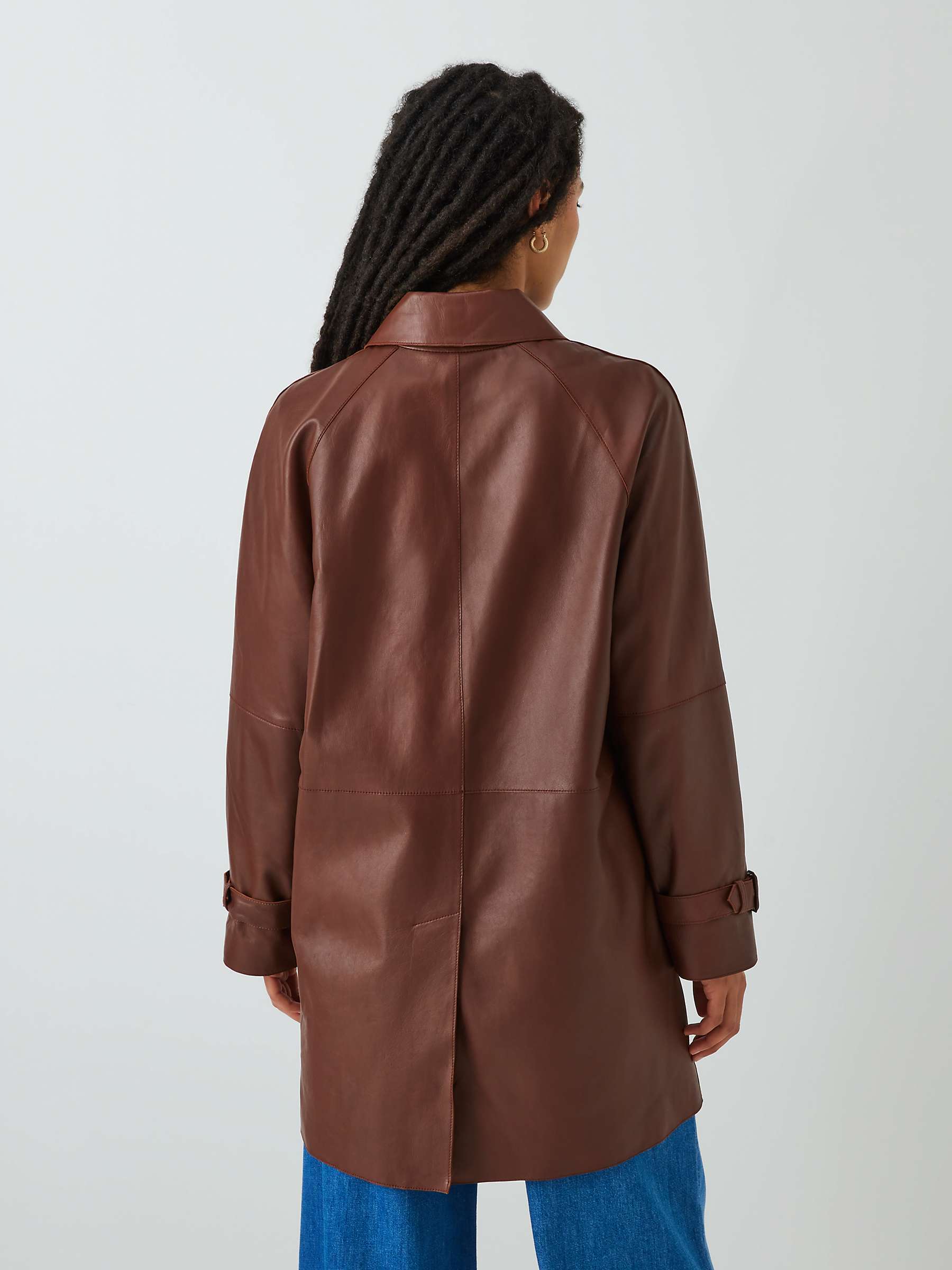 Buy Weekend MaxMara Nevada Long Leather Jacket, Chestnut Online at johnlewis.com