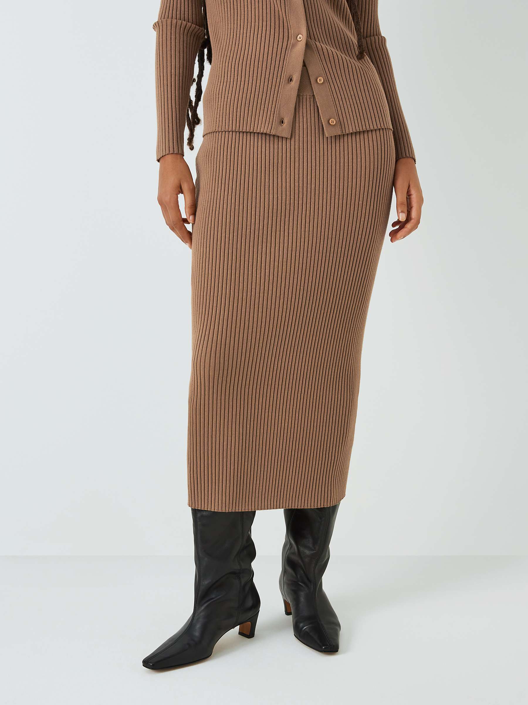 Buy Weekend MaxMara Calotta Rib Knit Midi Skirt, Camel Online at johnlewis.com