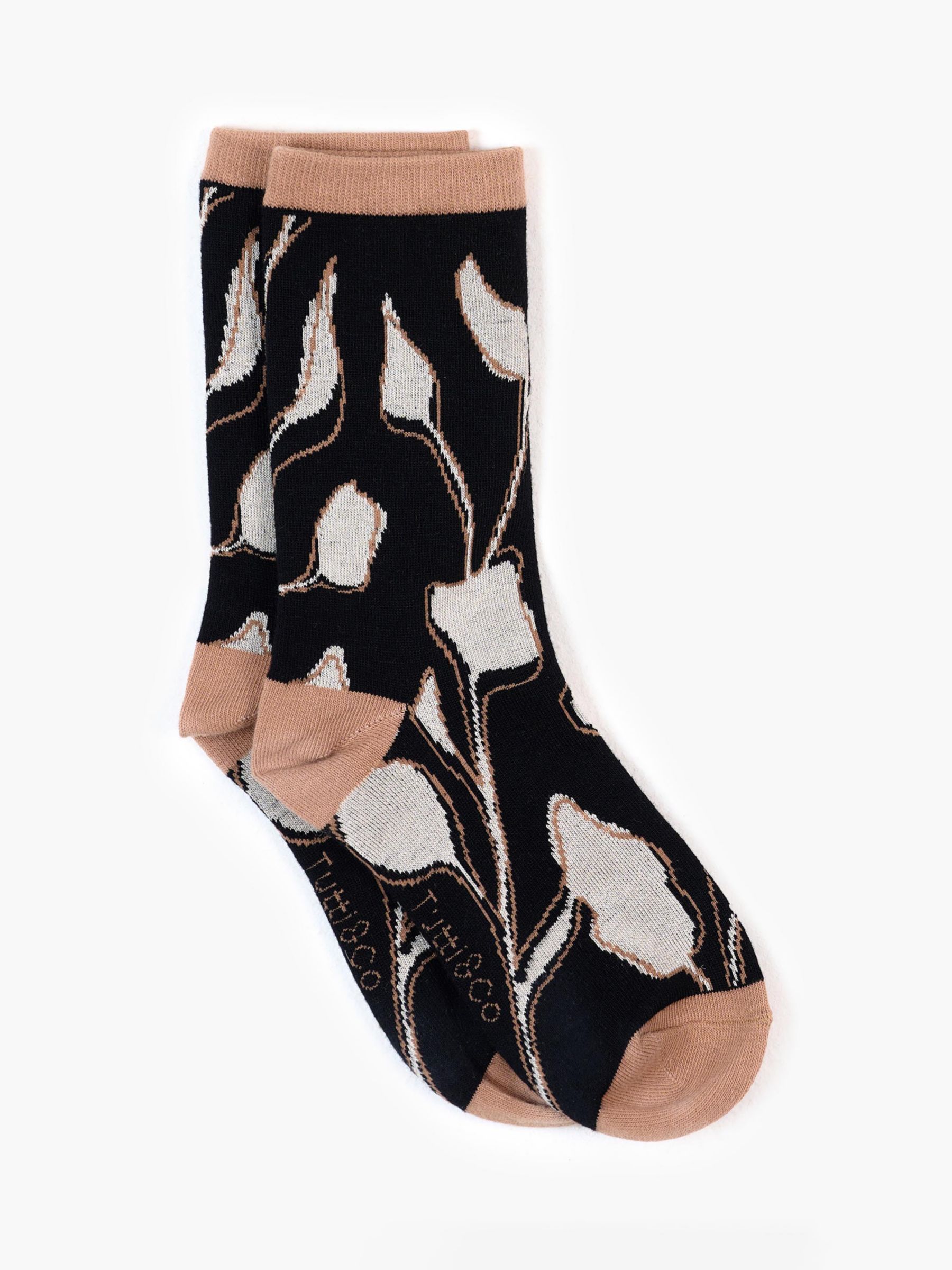 Tutti & Co Wildflower & Driftwood Patterned Socks, Pack of 2, Black/Multi, One Size