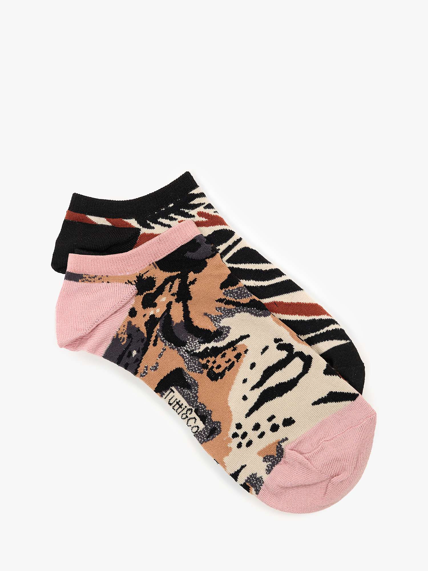 Buy Tutti & Co Animal Stripe Bamboo Blend Trainer Socks, Pack of 2, Black/Multi Online at johnlewis.com
