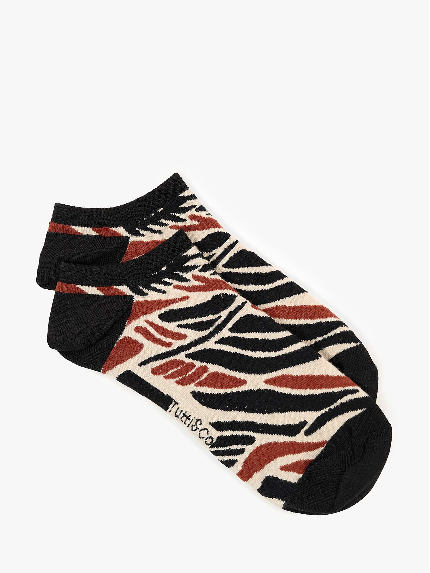 Buy Tutti & Co Animal Stripe Bamboo Blend Trainer Socks, Pack of 2, Black/Multi Online at johnlewis.com