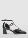 John Lewis Astridd Patent Leather Block Heel T-Bar Mary Jane Court Shoes, Black