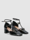 John Lewis Astridd Patent Leather Block Heel T-Bar Mary Jane Court Shoes, Black