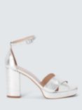 John Lewis Mallorie Leather Cross Strap Platform Occasion Sandals, Silver