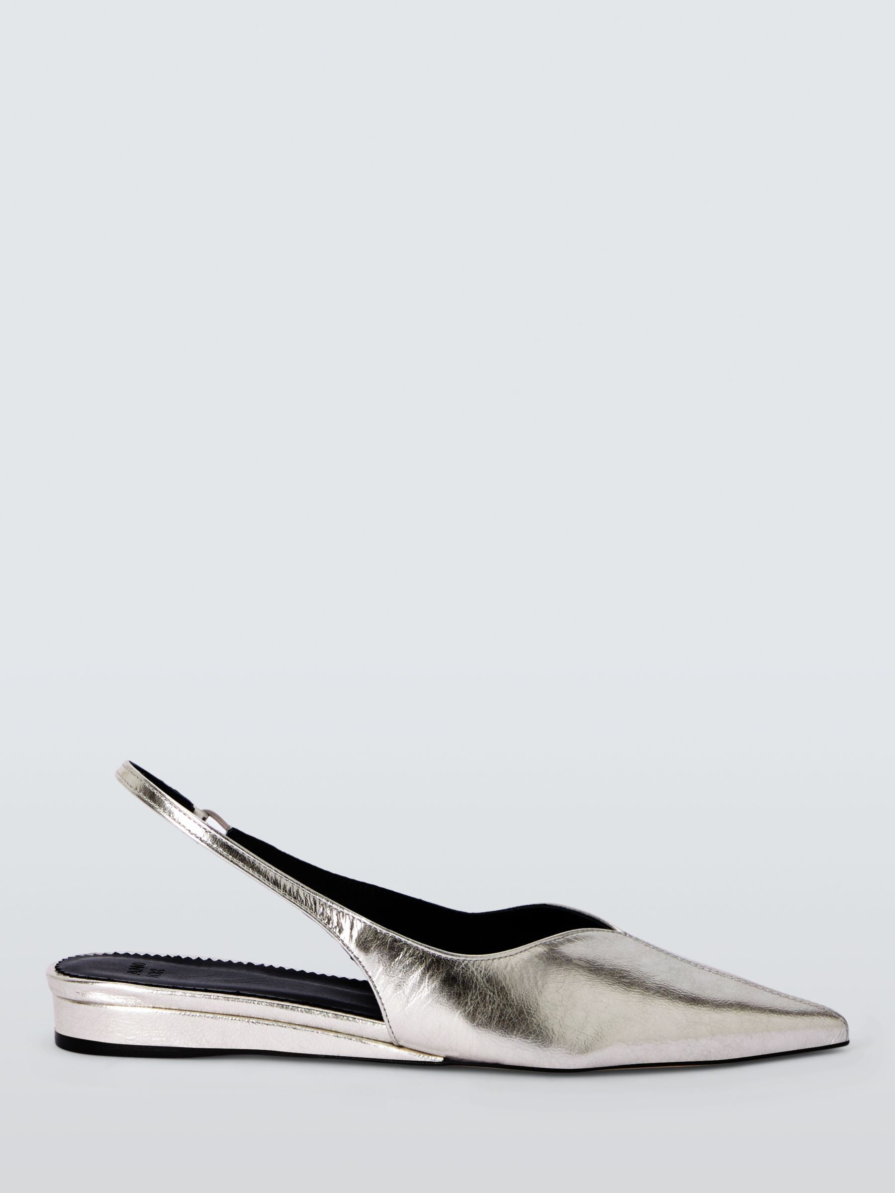 AND/OR Dorset Leather Slingback Open Court Shoes, Silver at John Lewis ...