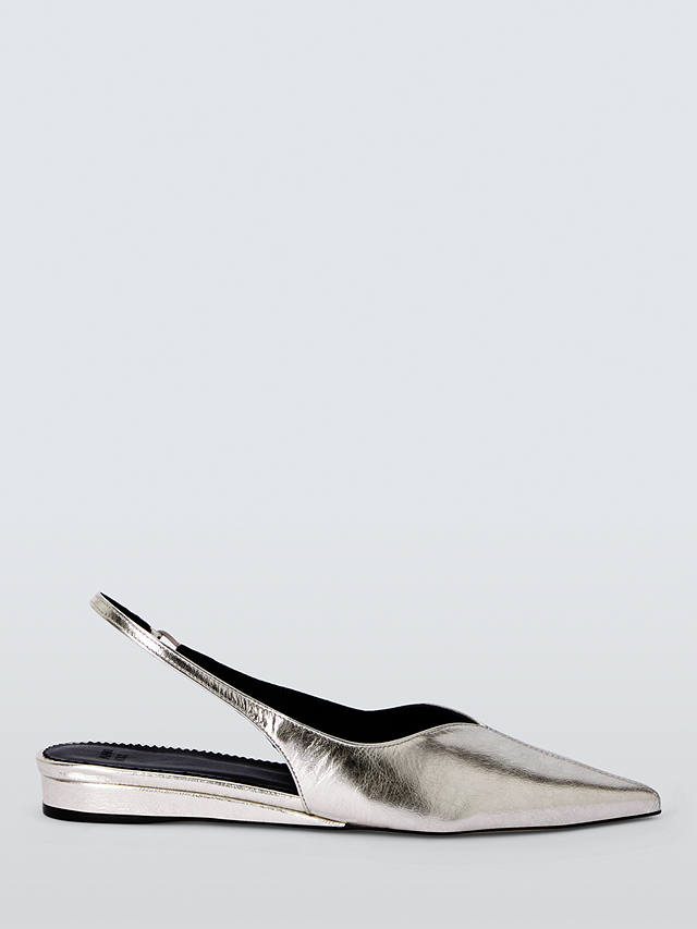 AND/OR Dorset Leather Slingback Open Court Shoes, Silver