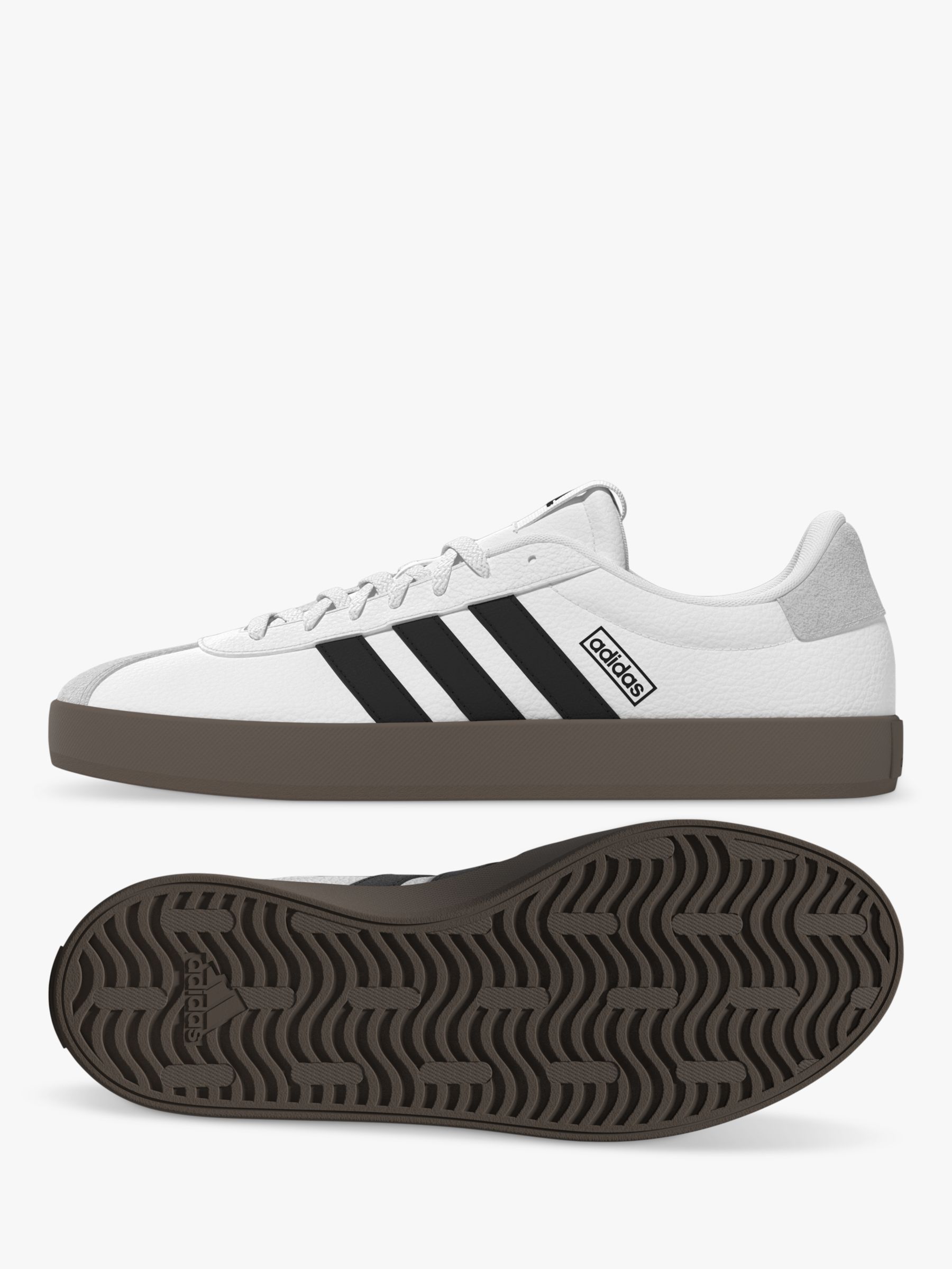 adidas VL Court Contrast Sole Trainers, White/Black, 4