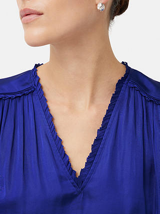 Jigsaw Recycled Satin Frill Detail Top, Blue