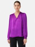 Jigsaw Recycled Satin V Neck Top, Purple, Purple