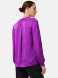 Jigsaw Recycled Satin V Neck Top, Purple, Purple