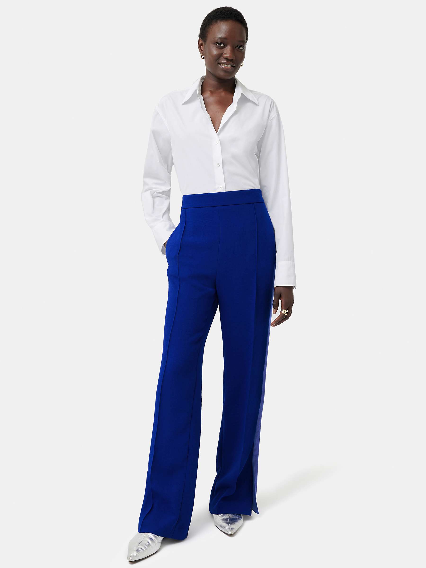 Buy Jigsaw Wide Split Hem Tuxedo Trousers, Blue Online at johnlewis.com