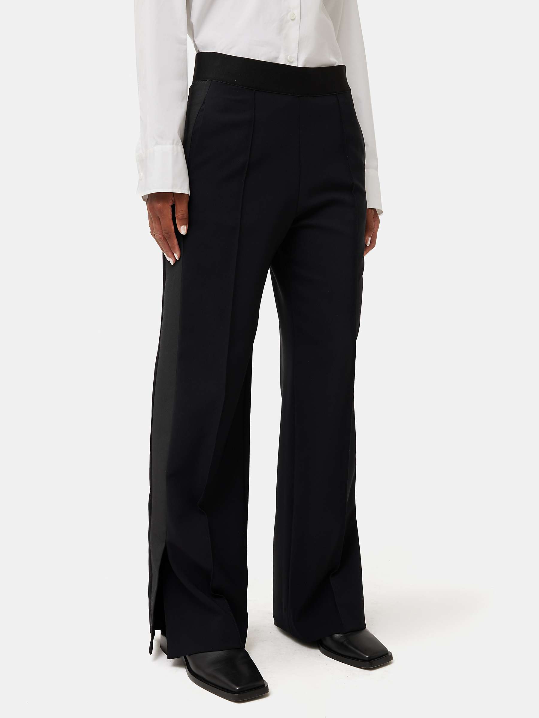 Buy Jigsaw Crepe Split Hem Trousers, Black Online at johnlewis.com
