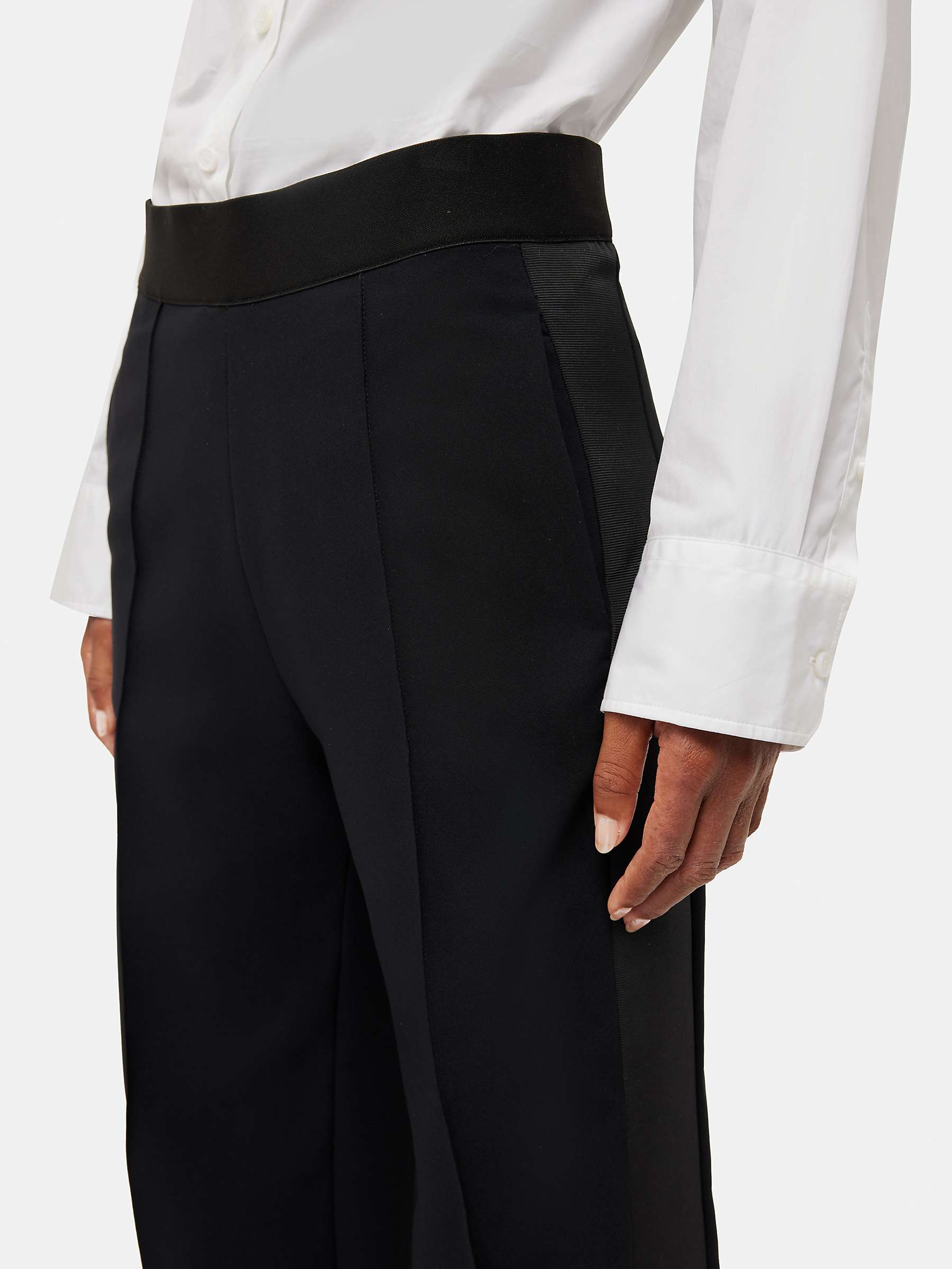 Buy Jigsaw Crepe Split Hem Trousers, Black Online at johnlewis.com
