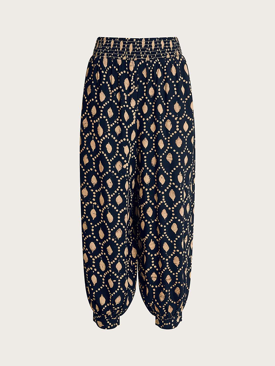 Buy Monsoon Rhea Batik Print Cuffed Hem Trousers, Black/Beige Online at johnlewis.com