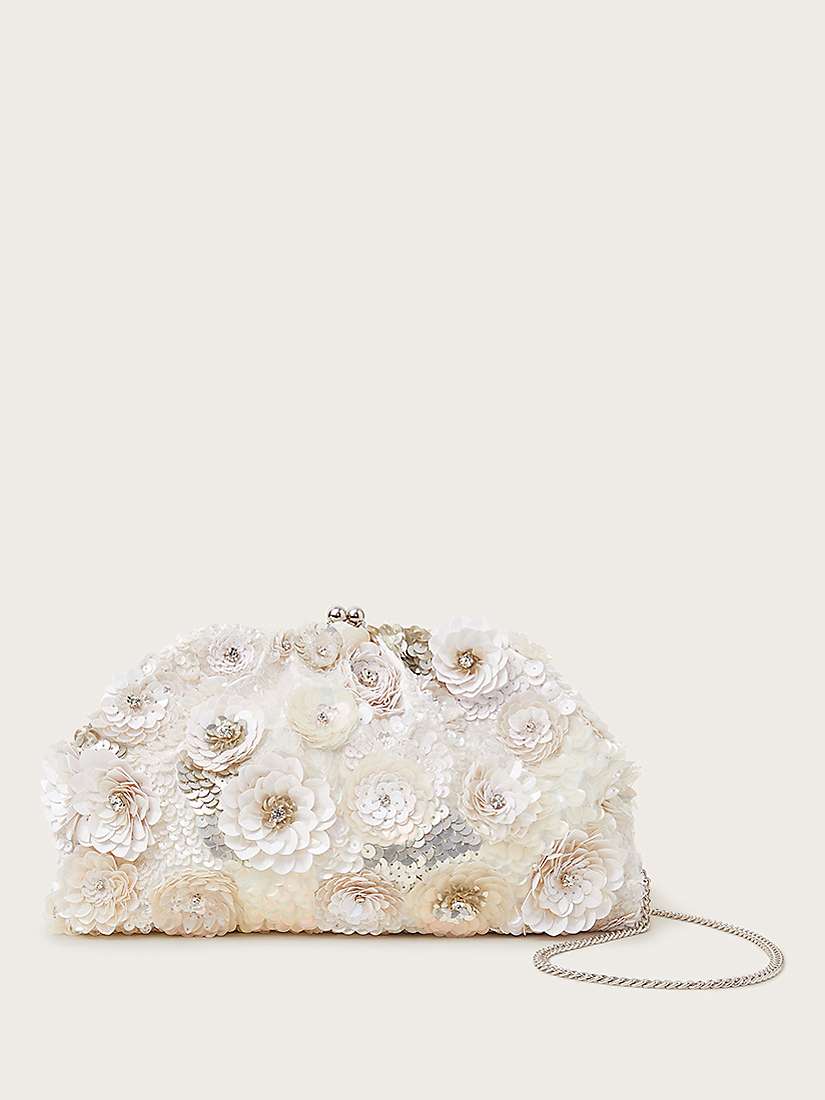 Buy Monsoon Sequin and Bead Flower Clutch Bag, Ivory Online at johnlewis.com