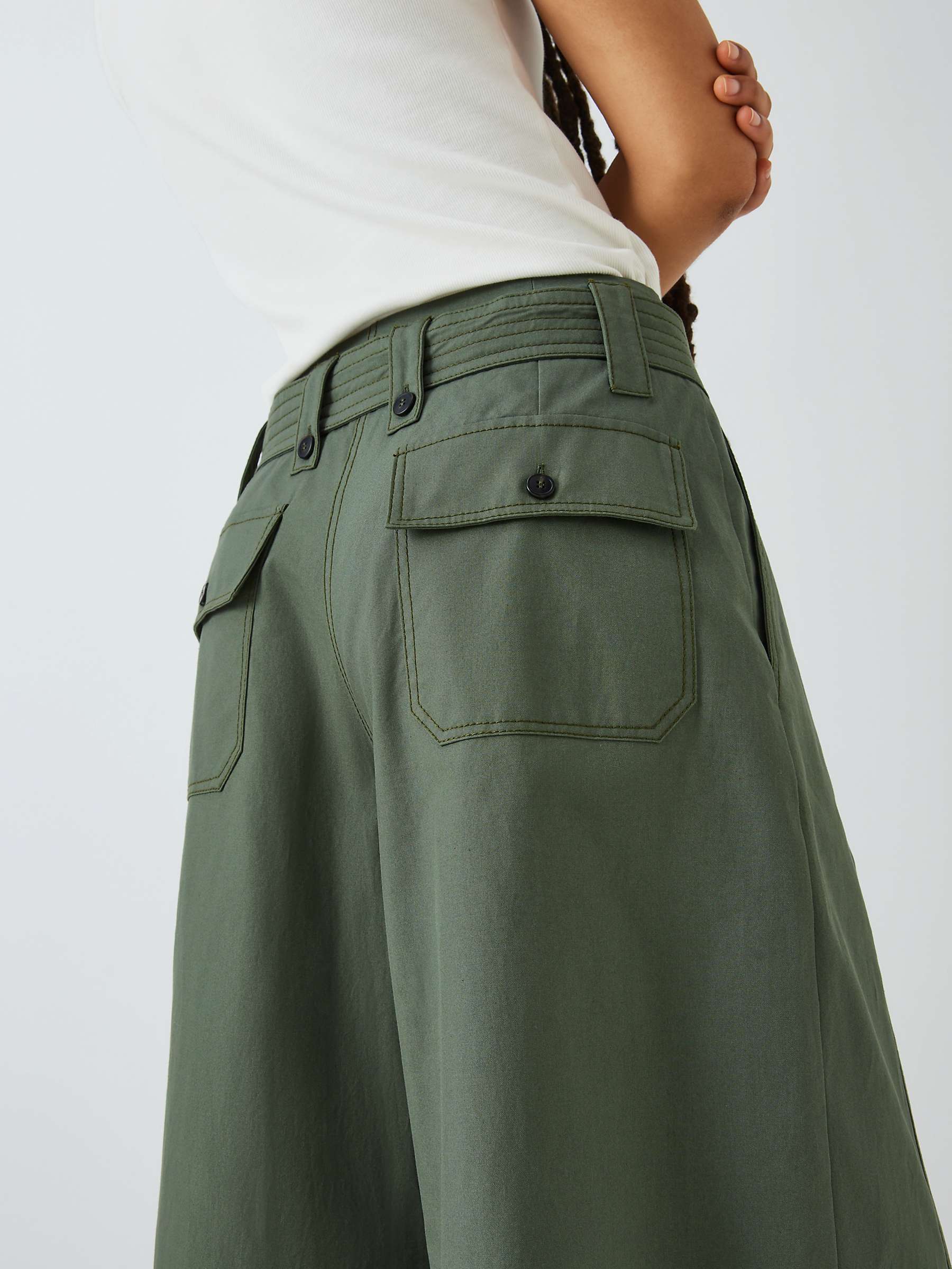 Buy Weekend MaxMara Recco Cotton Canvas Wide Leg Trousers, Khaki Online at johnlewis.com