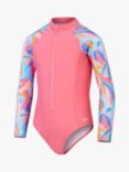 Speedo Kids' Botanical Print Long Sleeve Paddle Suit, Peach/Multi