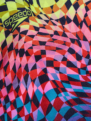 Speedo Kids' Digital Optical Illusion Print Powerback Swimsuit, Multi