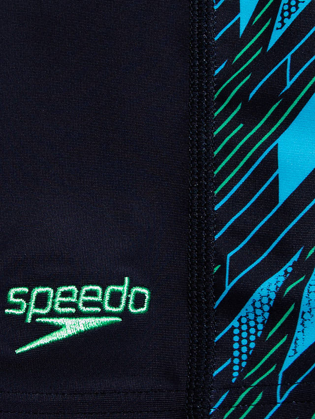 Speedo Kids' Hyperboom Panel Jammer Swim Shorts, Blue/Multi