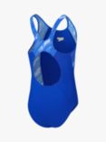 Speedo Kids' Hyperboom Slice Graphic Muscleback Swimsuit, Blue/Multi