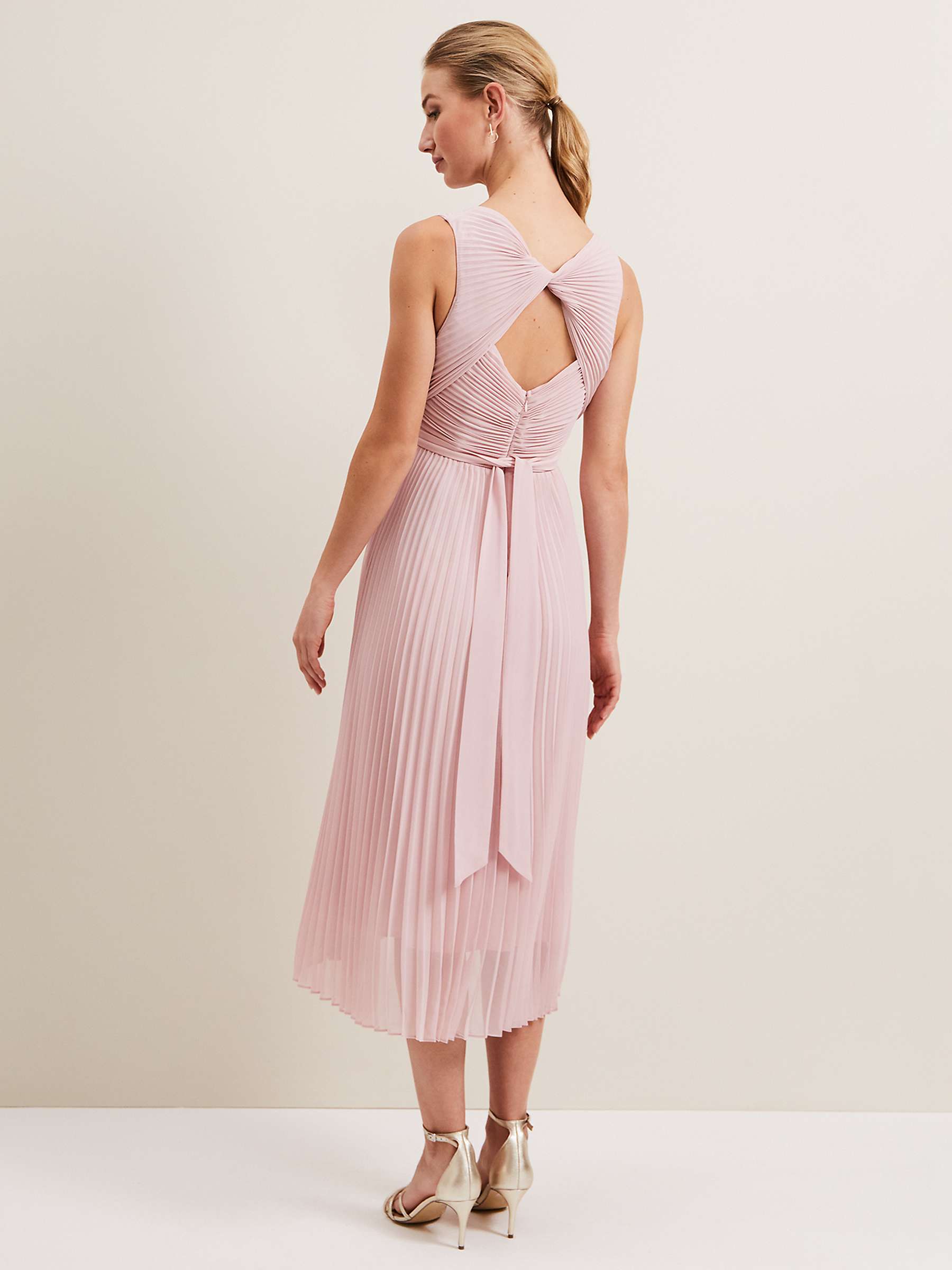 Buy Phase Eight Cressida Pleated Midi Dress, Antique Rose Online at johnlewis.com