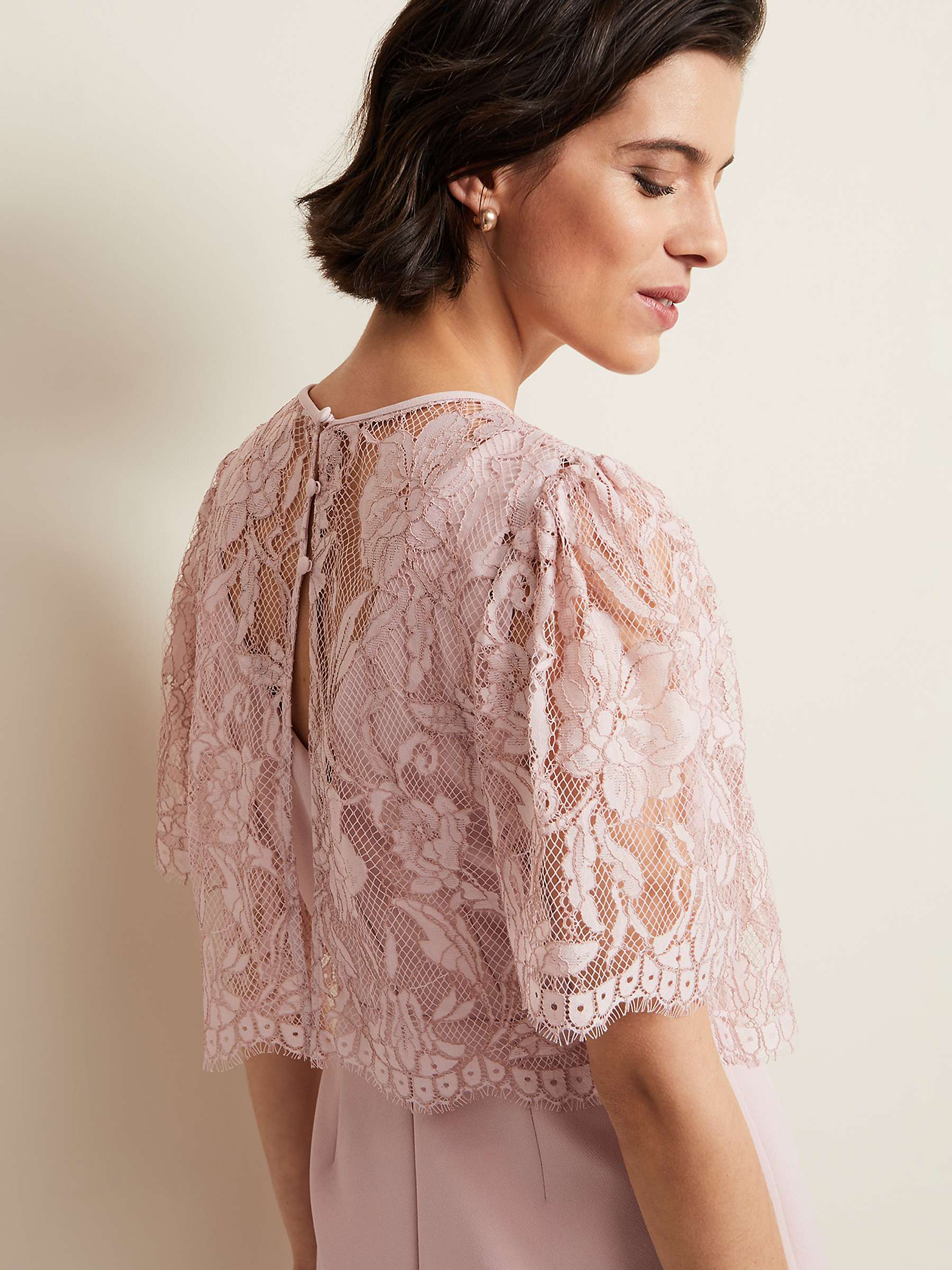 Buy Phase Eight Lynette Lace Double Layer Dress, Pale Pink Online at johnlewis.com