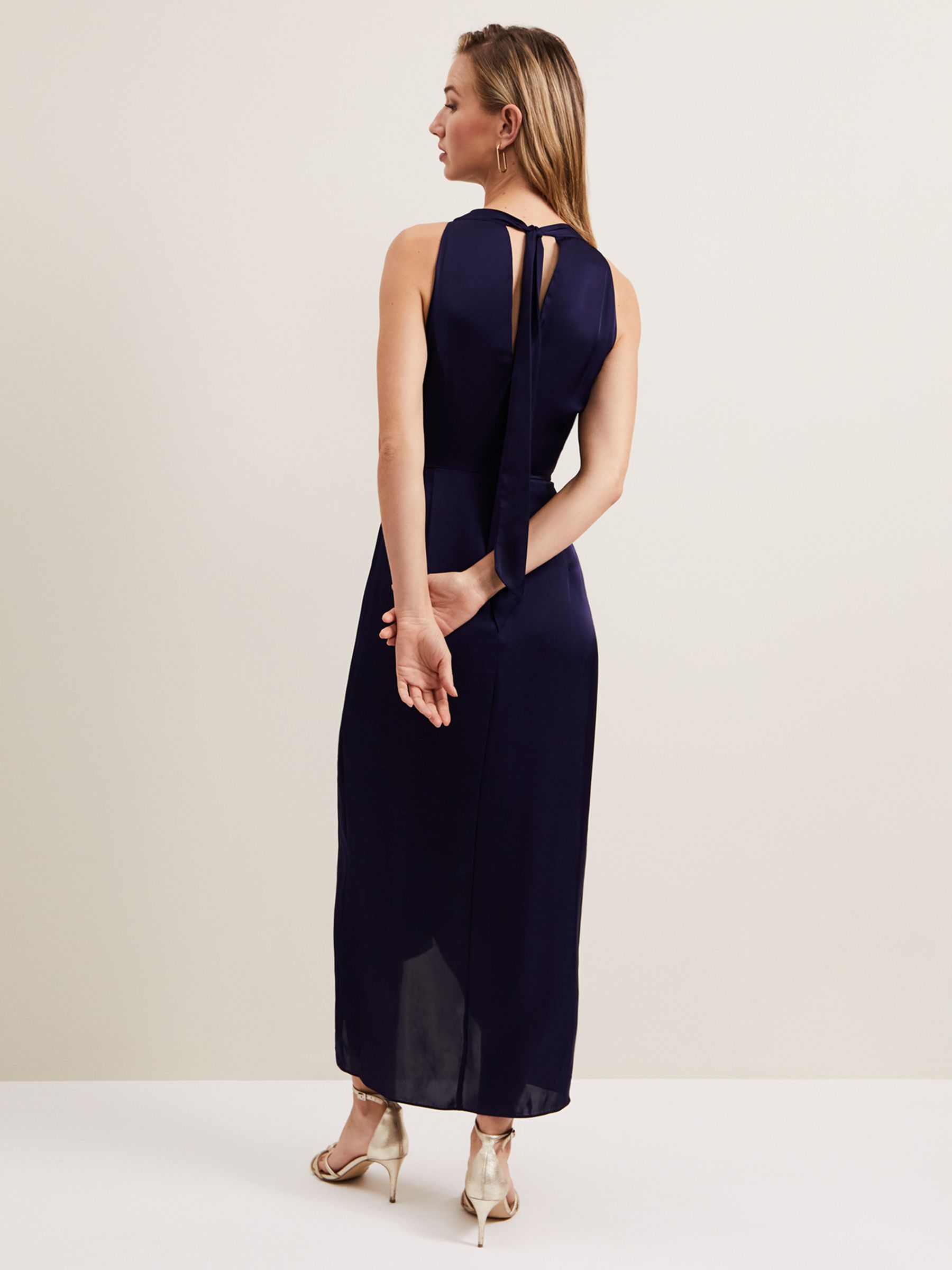 Buy Phase Eight Daliah Satin Cowl Neck Maxi Dress, Navy Online at johnlewis.com