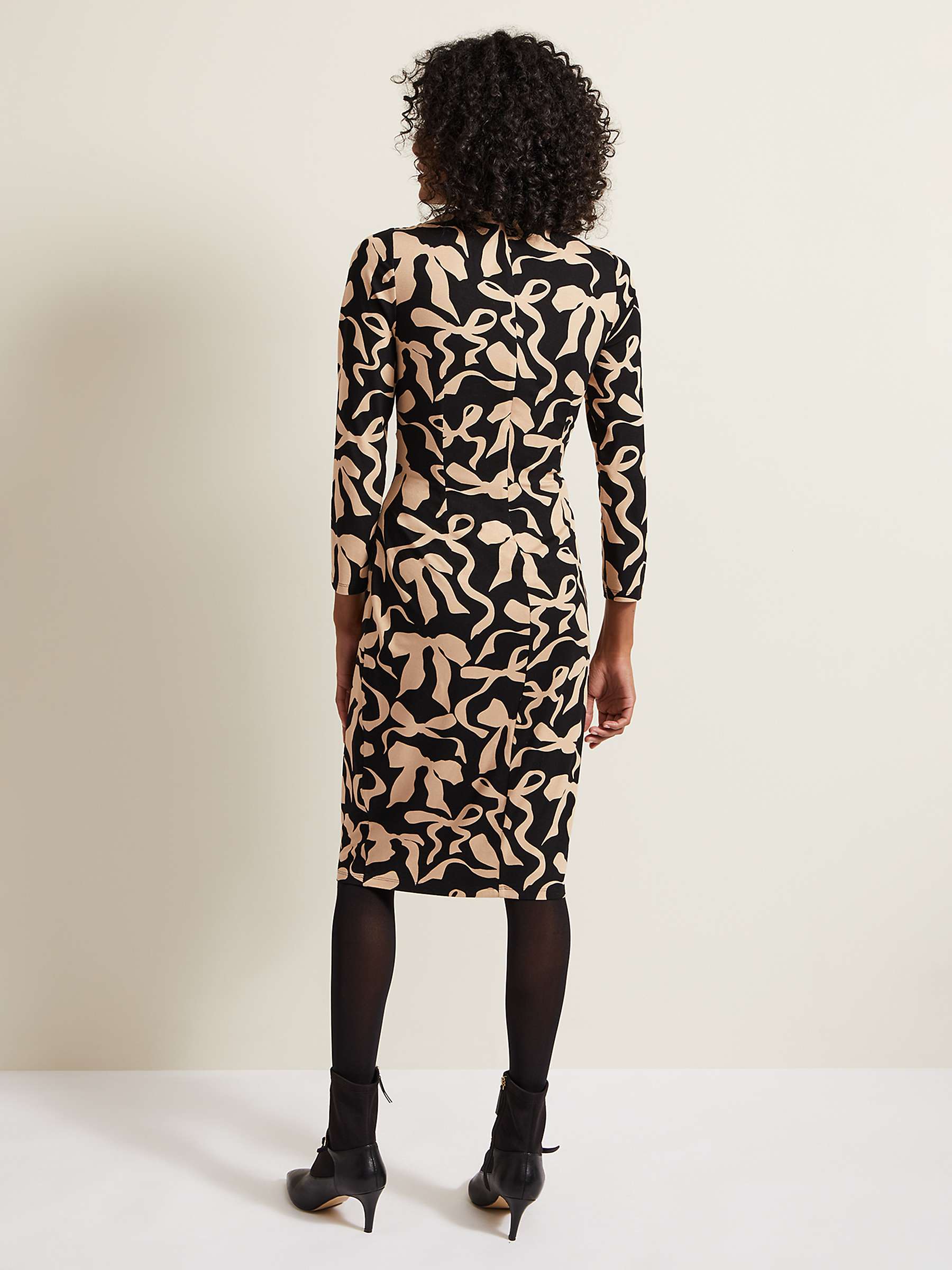 Buy Phase Eight Brooke Jersey Bow Bodycon Midi Dress, Black/Nude Online at johnlewis.com