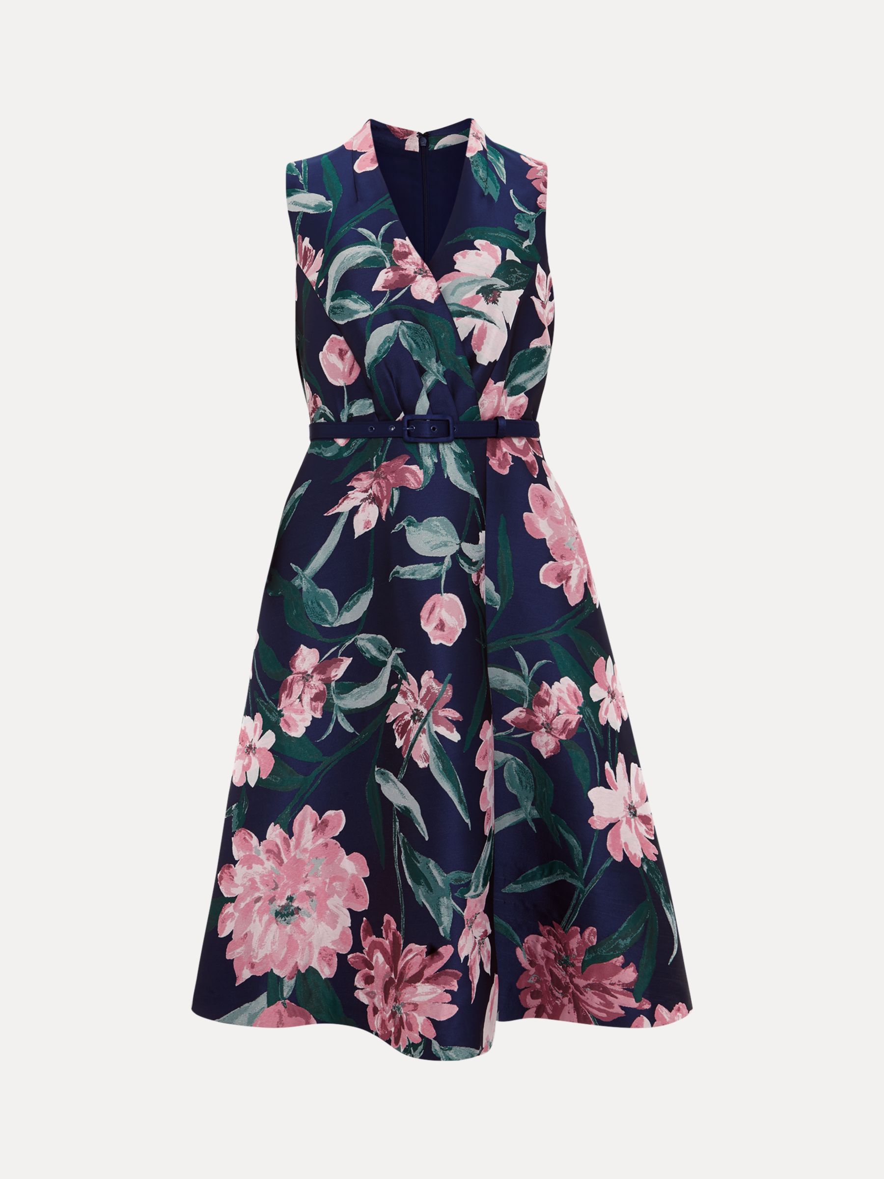 Phase Eight Salina Floral Jacquard Dress, Navy/Multi, 26