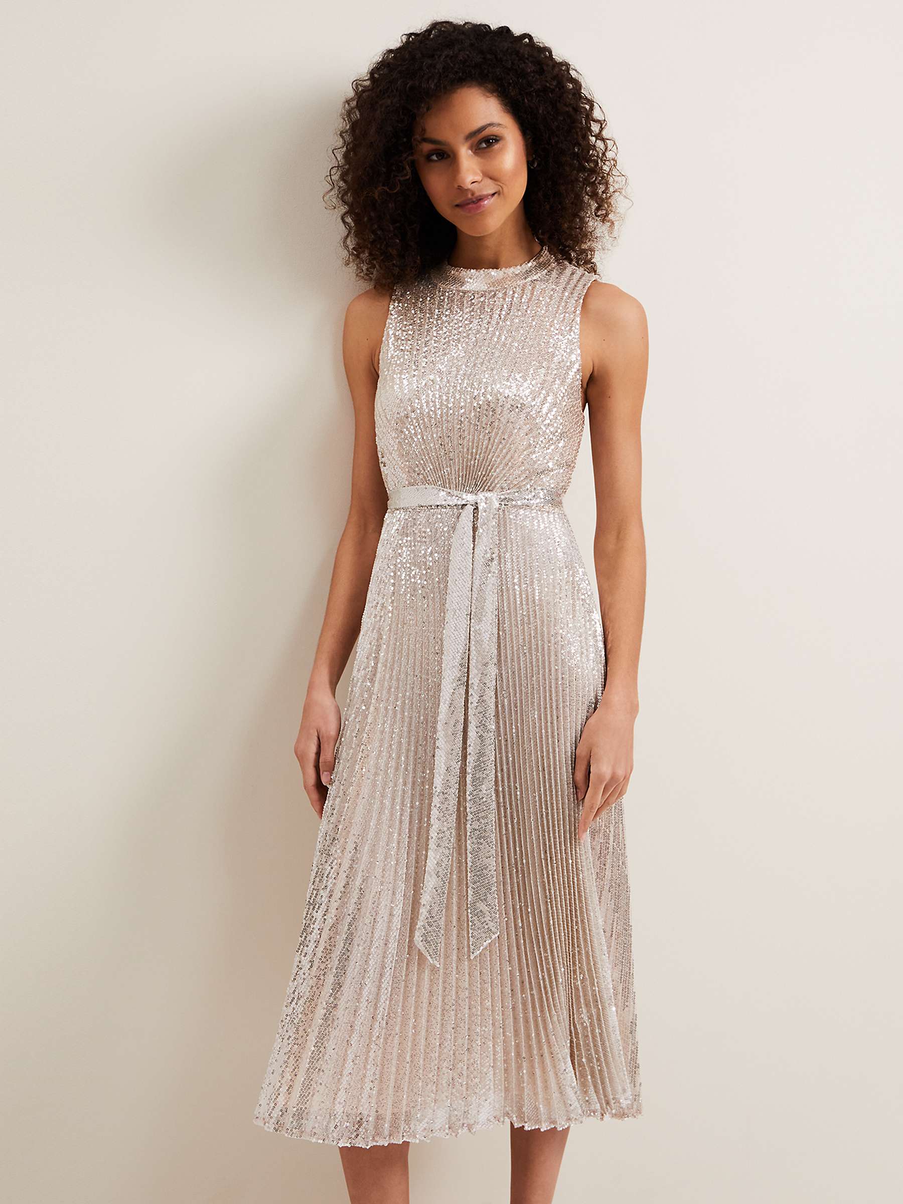 Buy Phase Eight Simara Sequin Midi Dress, Silver Online at johnlewis.com