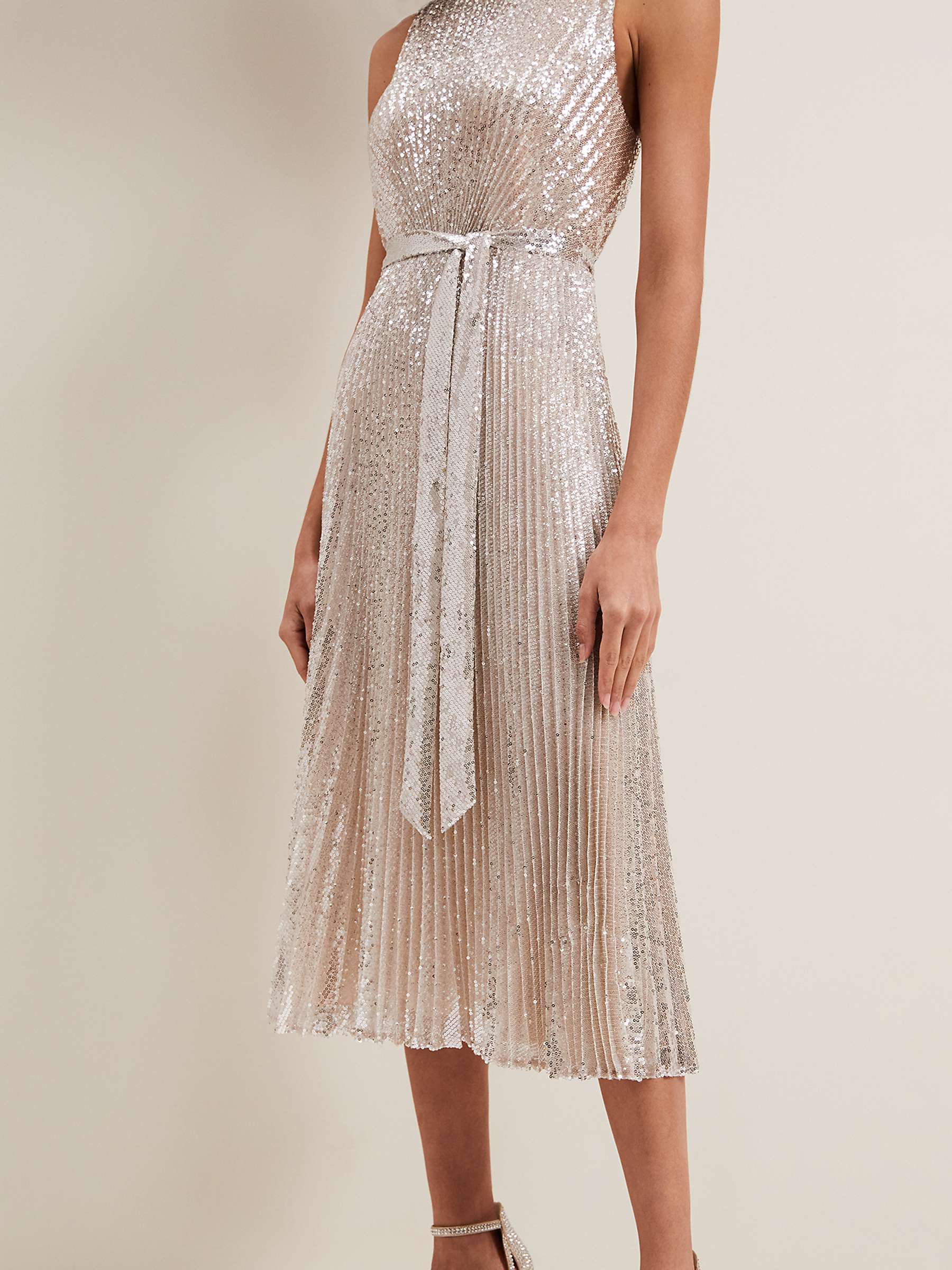 Buy Phase Eight Simara Sequin Midi Dress, Silver Online at johnlewis.com