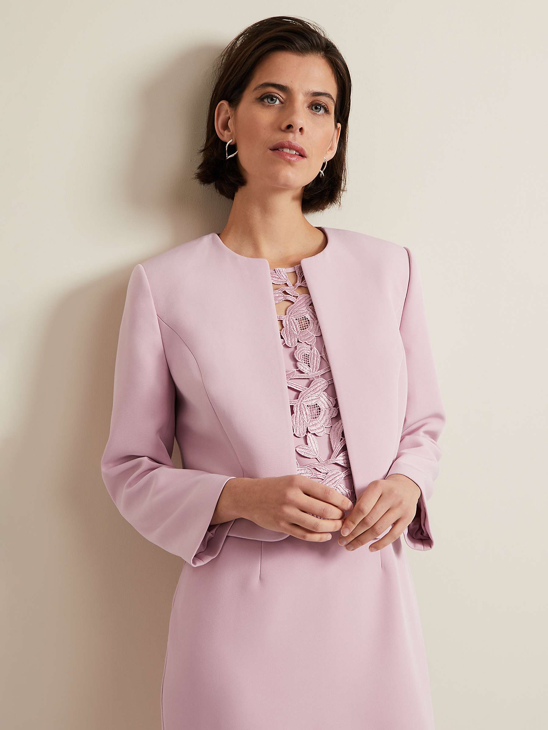 Buy Phase Eight Tallula Fitted Cropped Jacket, Pink Online at johnlewis.com