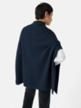 Jigsaw Blanket Stitch Wool Blend Poncho, Navy