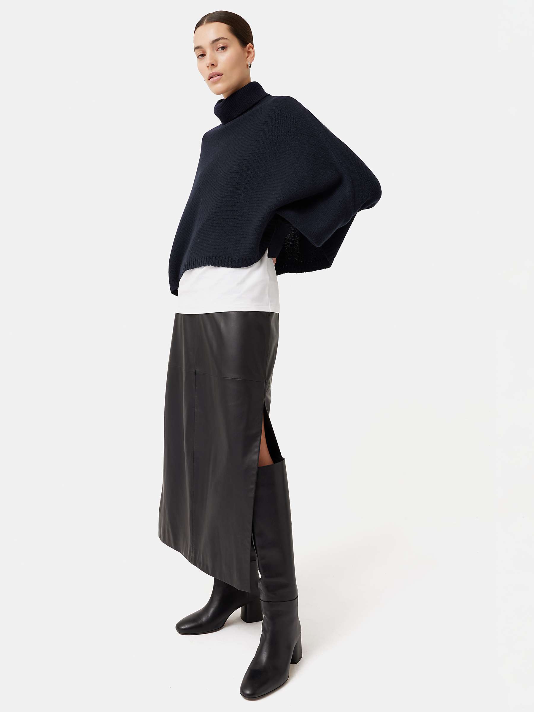 Buy Jigsaw Merino Wool Poncho Jumper, Navy Online at johnlewis.com