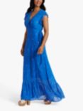 South Beach Sequin Detail Wrap Maxi Dress, Bright Blue