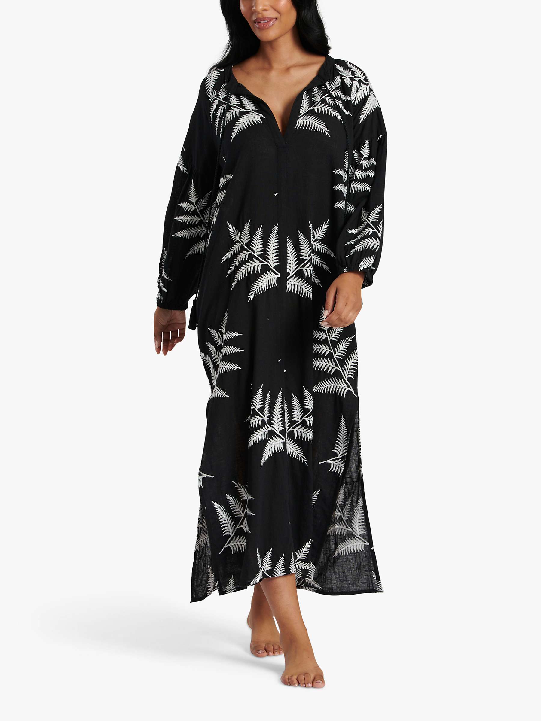 Buy South Beach Palm Embroidered Maxi Dress, Black/White Online at johnlewis.com