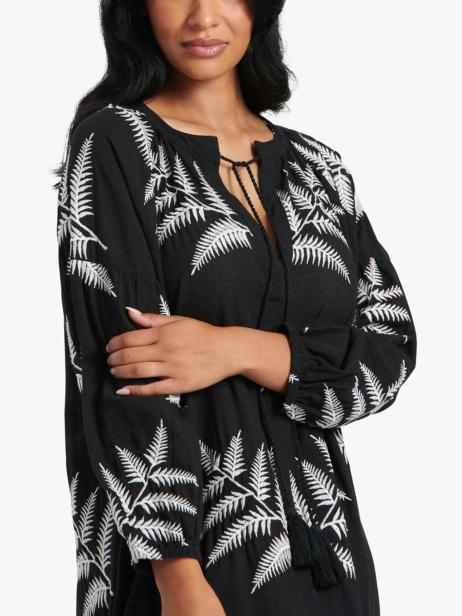 Buy South Beach Palm Embroidered Maxi Dress, Black/White Online at johnlewis.com
