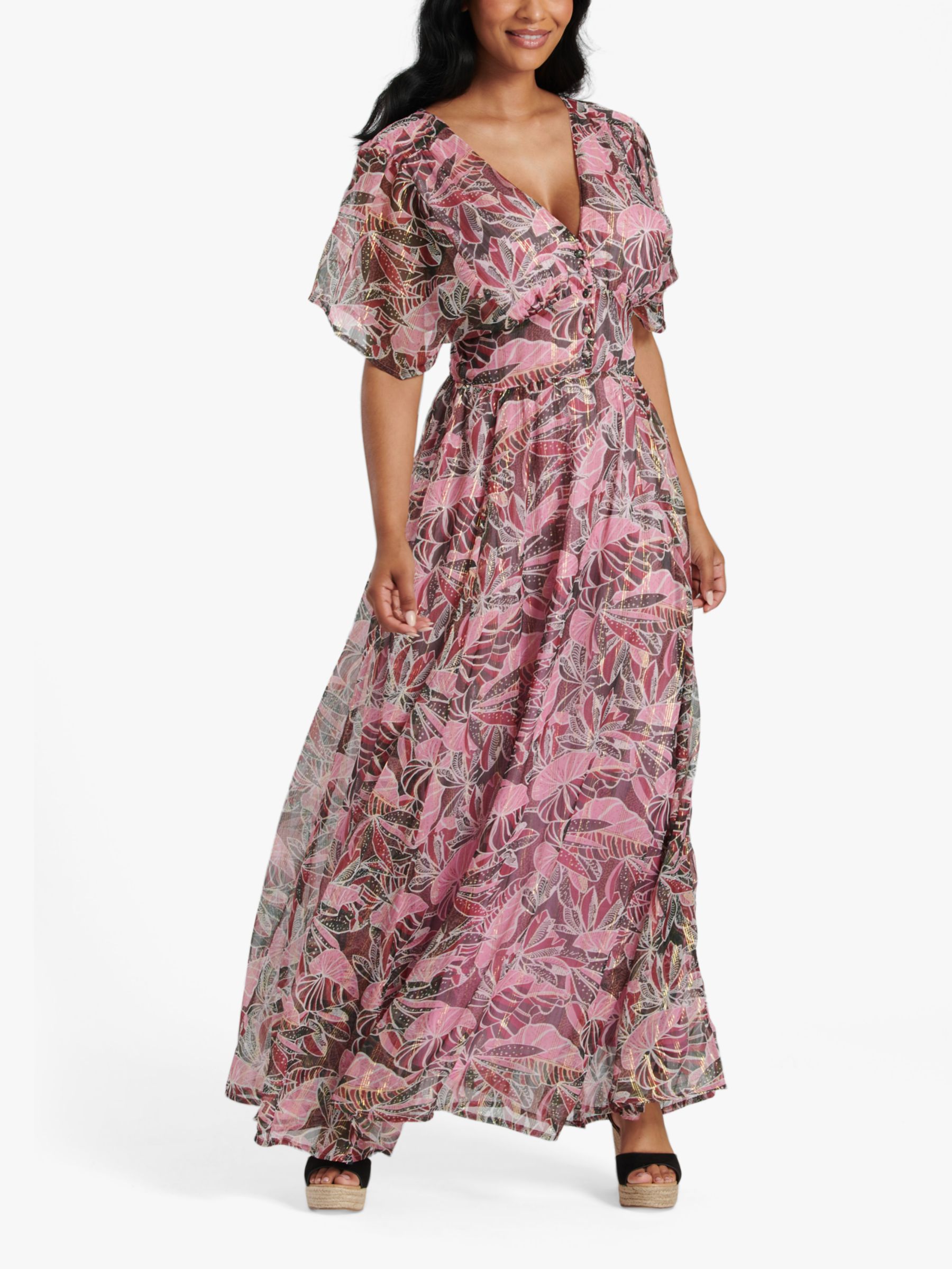 Buy South Beach Floral Print Chiffon Maxi Dress, Multi Online at johnlewis.com