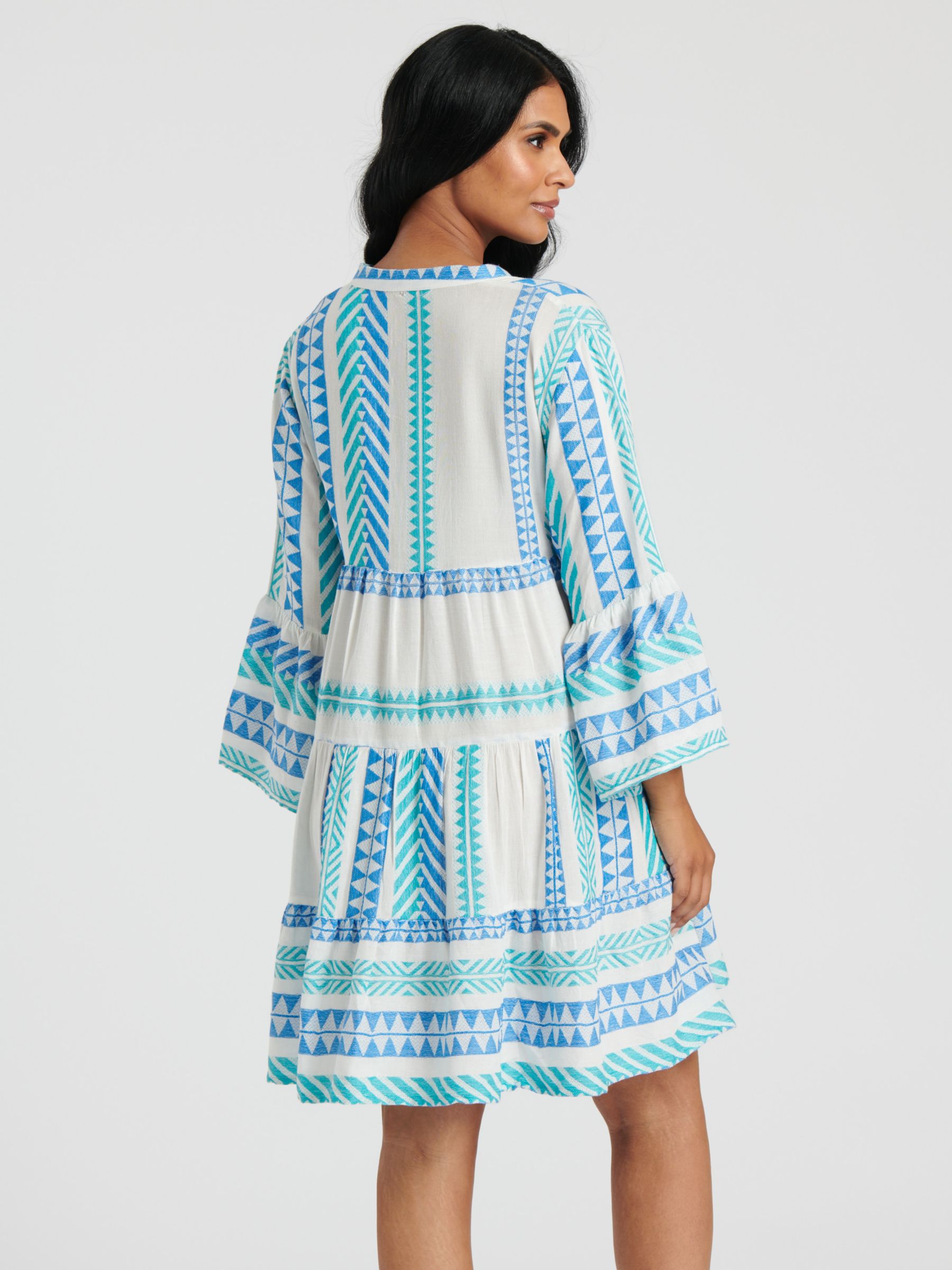 South Beach Jacquard Tiered Mini Dress, Blue Sky, 8