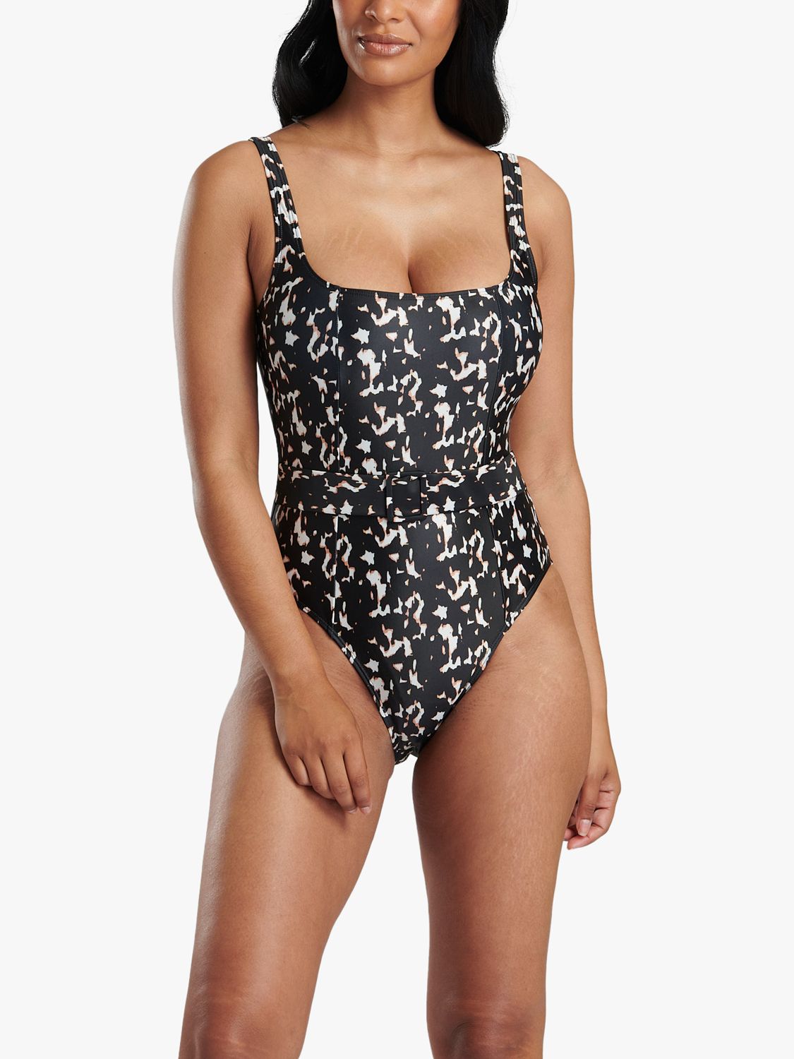 Buy South Beach Tummy Control Leopard Print Belted Swimsuit, Brown/Multi Online at johnlewis.com