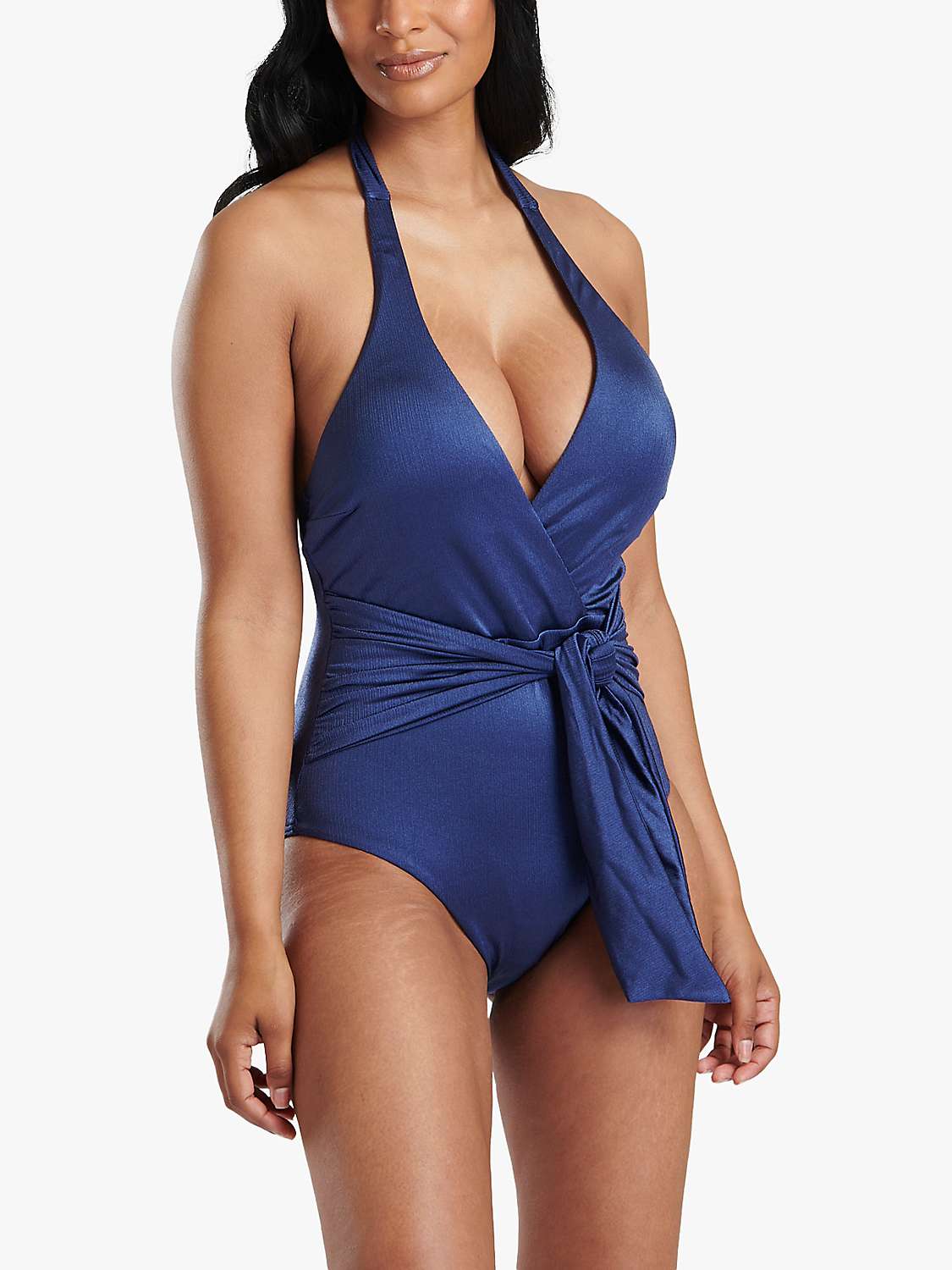 Buy South Beach Textured Tie Wrap Around Swimsuit, Navy Online at johnlewis.com