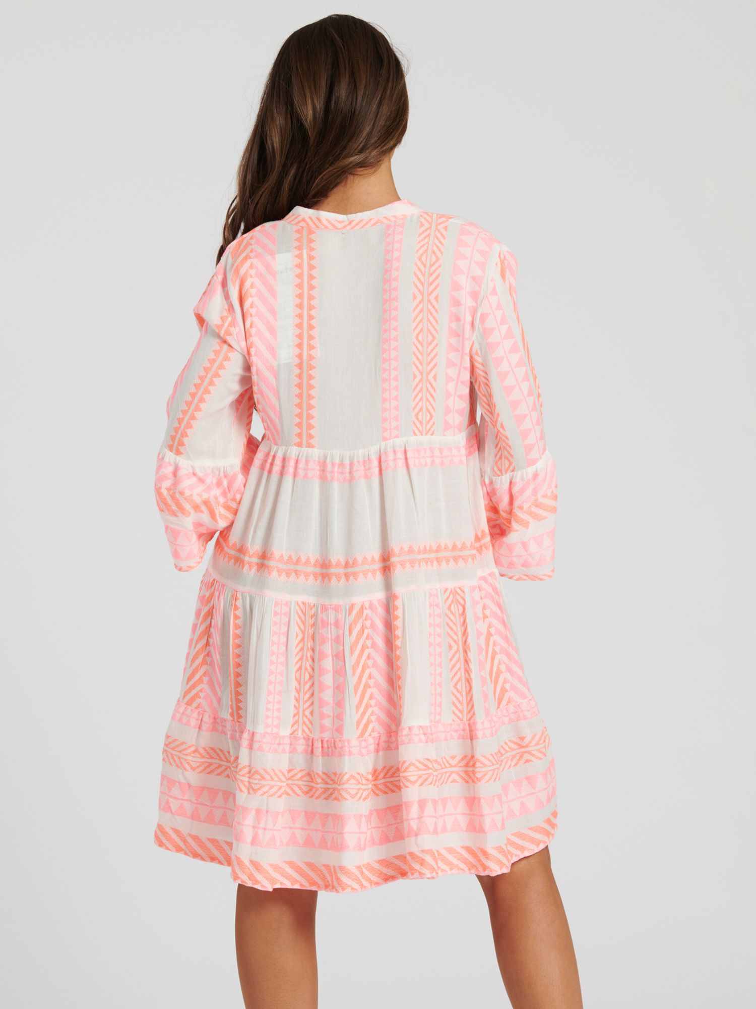 South Beach Aztec Tiered Mini Dress, Pink Mid, 8