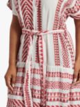 South Beach Jacquard Tie Waist Maxi Dress, Red Wine/White
